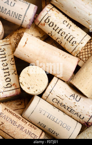 Verschiedenen Weinkorken mit leeren Platz für text Stockfoto