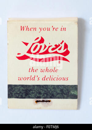Vintage American Matchbook Werbung Liebe Restaurant Stockfoto
