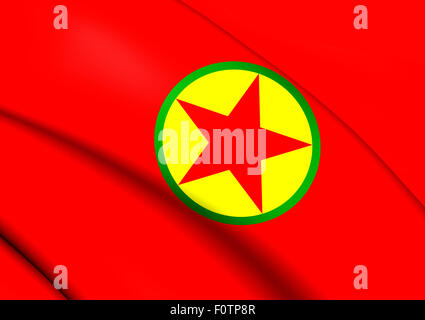 Kurdistan Workers' Party Flag. Hautnah. Stockfoto