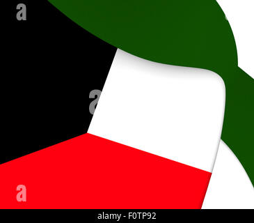 3D Flagge des Kuwait. Hautnah. Stockfoto