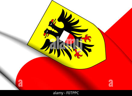 3D Flagge von Lübeck, Deutschland. Hautnah. Stockfoto