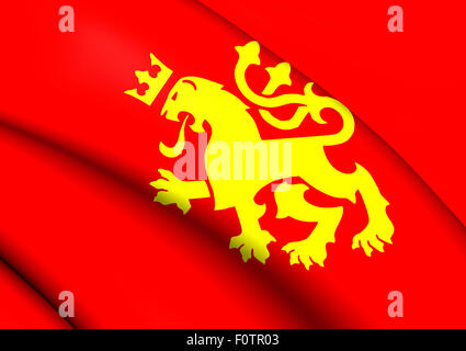 Ethnischer Macedonian Lion Flagge. Hautnah. Stockfoto