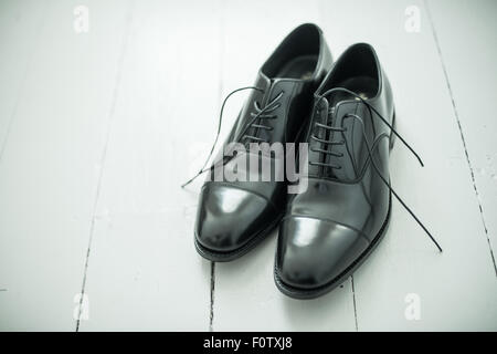 Formale Herrenschuhe schwarz Oxford Stockfoto