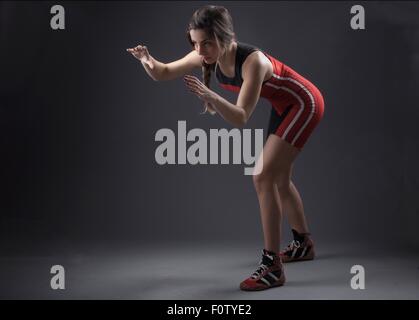 Porträt von einem weiblichen wrestler Stockfoto