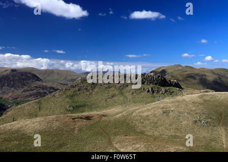 Die Lakelandpoeten-Bergkette und Patterdale Valley, Lake District Nationalpark, Grafschaft Cumbria, England, UK. Stockfoto