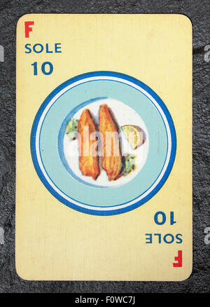 Alleinige Fisch Spielkarte aus einem Vintage Pack Menuette Stockfoto