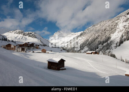 Das malerische Bergdorf Warth, Österreich Stockfoto