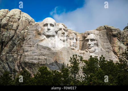 Die Anzeige des Präsidenten am Mount Rushmore National Memorial in der Nähe von Keystone, South Dakota, USA. Stockfoto