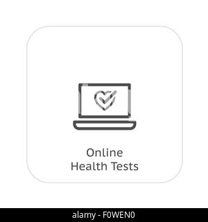 Online-Gesundheits-Tests und medizinische Leistungen-Symbol. Flaches Design. Isoliert. Stockfoto