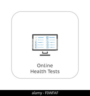 Online-Gesundheits-Tests und medizinische Leistungen-Symbol. Flaches Design. Isoliert. Stockfoto