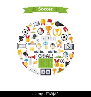 Vektor-Soccer Icons set im Kreis Stock Vektor