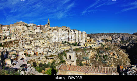 Beeindruckenden antiken Höhlenstadt Matera in der Basilicata, Italien, der UNESCO Stockfoto