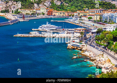 Blick auf Yachthafen in Nizza, Côte d ' Azur, die azurblaue Küste von Frankreich Stockfoto