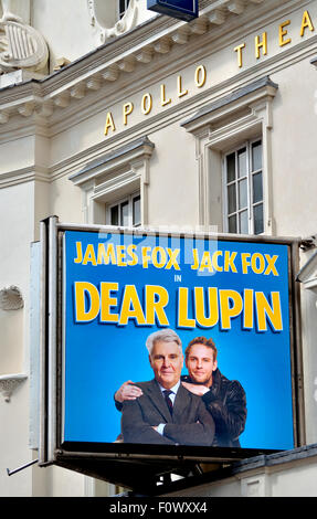 London, England, Vereinigtes Königreich. Sehr geehrte Lupin am Apoolo Theatre, Shaftesbury Avenue, starren James und Jack Fox (August 2015) Stockfoto