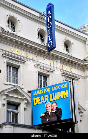 London, England, Vereinigtes Königreich. Sehr geehrte Lupin am Apoolo Theatre, Shaftesbury Avenue, starren James und Jack Fox (August 2015) Stockfoto