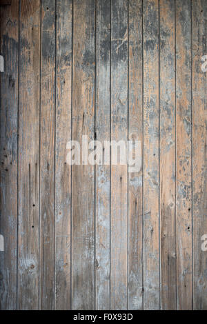 Teil einer alten blauen Holztür Stockfoto