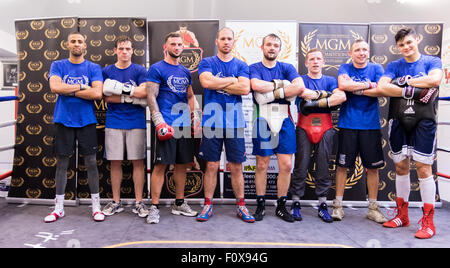 Edinburgh, UK; 22. August 2015; MGM Schottland Boxen öffentliches Training; Das Lineup für die neue Ära, 5. September 2015; MGM Schottland Boxen öffentliches Training an Lochend Amateur Boxing Club; Mark Ingram/Alamy Live-Nachrichten Stockfoto