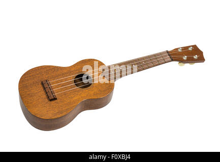 Spielzeug Gitarre Ukulele mit Beschneidungspfad isoliert. Stockfoto