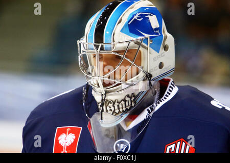 Ingolstadt, Deutschland. 22. August 2015. Champions Hockey League. ERC Ingolstadt vs. Braehead Glasgow.Marco EISENHUT (Ingolstadt), Credit: Action Plus Sport/Alamy Live News Stockfoto