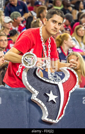 Houston, TX, USA. 22. August 2015. Texaner Fan während der NFL Preseason Fußballspiel zwischen den Denver Broncos und die Houston Texans NRG-Stadion in Houston, TX. Rudy Hardy/CSM/Alamy Live-Nachrichten Stockfoto