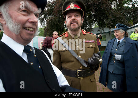 Winston Churchill seine Rede auf dem Festival der 1940er Jahre, Llandrindod Wells, Mitte Wales präsentieren. Stockfoto