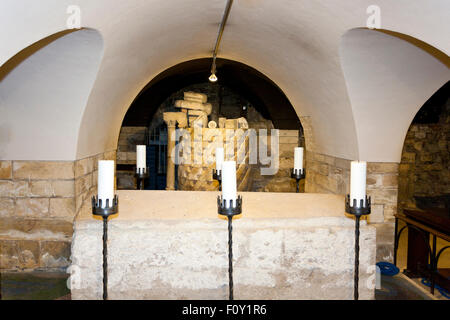 In der Gruft unterhalb York Minster, North Yorkshire, England, UK Stockfoto