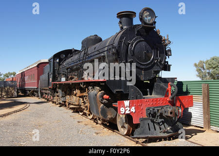 ALICE SPRINGS, Australien - 3. Mai 2015: Old Ghan Zug auf das Heritage Railway Museum am 3. Mai 2015 in Alice Springs, Australien Stockfoto