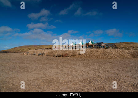 Die Wasserstelle nach Februar 2014 Sturm verursacht, Perranporth, Cornwall, Süd-West, UK Stockfoto