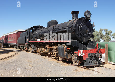 ALICE SPRINGS, Australien - 3. Mai 2015: Old Ghan Zug auf das Heritage Railway Museum am 3. Mai 2015 in Alice Springs, Australien Stockfoto