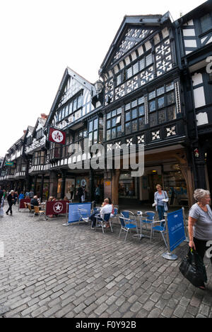 Die einzigartige Bauweise der Zeilen Chester in Chester, Cheshire UK Stockfoto