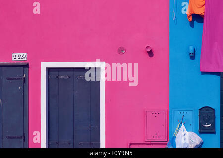 Bunt bemalte Häuser Burano venezianischen Lagune Veneto Italien Europa Stockfoto