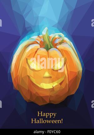 Low-Poly Polygon Kürbis für Halloween Stock Vektor