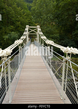 Kettenbrücke über den Fluss Dee in Berwyn Llangollen Denbighshire Wales UK Stockfoto