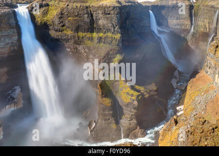 Die Haifoss und Grannifoss Wasserfälle in Island Stockfoto