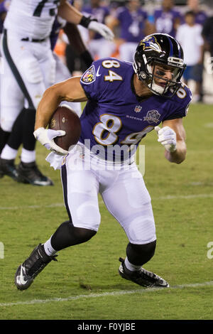 22. August 2015: Baltimore Ravens Wide Receiver Tom Nelson (84) in Aktion während der NFL Vorsaison Spiel zwischen den Baltimore Ravens und die Philadelphia Eagles am Lincoln Financial Field in Philadelphia, Pennsylvania. Die Philadelphia Eagles gewann 40-17. Christopher Szagola/CSM Stockfoto