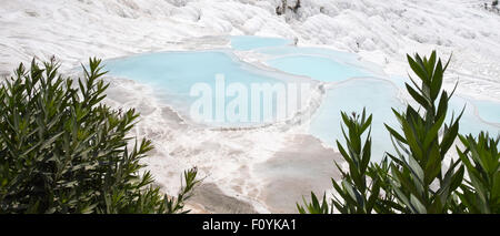 Pamukkale oder Baumwolle Schloss in Türkisch, befindet sich in der Provinz Denizli, südwestliche Türkei Stockfoto