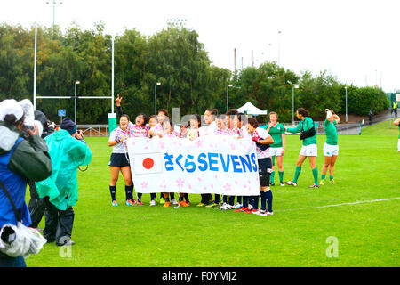 Dublin, Irland. 23. August 2015. Frauen Sevens Series Qualifikation 2015. Japan im Vergleich zu Irland. Japan feiert das Cup-Finale zu gewinnen. Bildnachweis: Aktion Plus Sport/Alamy Live-Nachrichten Stockfoto