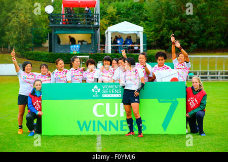 Dublin, Irland. 23. August 2015. Frauen Sevens Series Qualifikation 2015. Japan im Vergleich zu Irland. Japan feiert das Cup-Finale zu gewinnen. Bildnachweis: Aktion Plus Sport/Alamy Live-Nachrichten Stockfoto