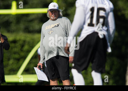 23. August 2015 - New Orleans Saints defensive Coordinator Rob Ryan während der New Orleans Saints-Trainingslager in der New Orleans Saints Schulungseinrichtung in New Orleans, Louisiana Stephen Lew/CSM Stockfoto