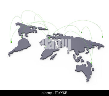 soziales Netzwerk menschlicher 3d auf Weltkarte als Konzept Stockfoto