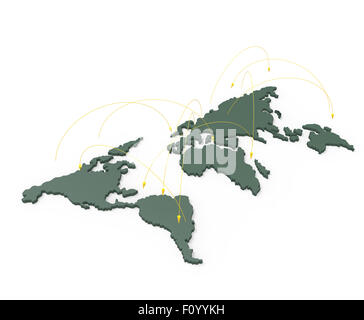 soziales Netzwerk menschlicher 3d auf Weltkarte als Konzept Stockfoto