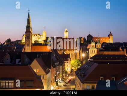 Sebalder Altstadt mit St. Sebaldus-Kirche und Kaiserburg, Nürnberg, Mittelfranken, Franken, Bayern, Deutschland Stockfoto