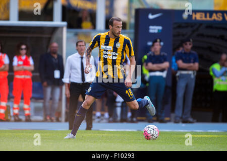 Verona, Italien. 22. August 2015. Vangelis Moras (Hellas) Fußball: Italienische "Serie A" match zwischen Hellas Verona 1-1 AS Roma im Stadio Marc'Antonio Bentegodi in Verona, Italien. © Maurizio Borsari/AFLO/Alamy Live-Nachrichten Stockfoto