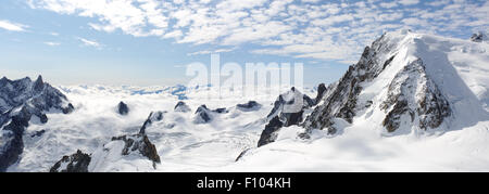 Panorama verschneiten Hochgebirge Klettern Landschaft mit bewölktem Himmel