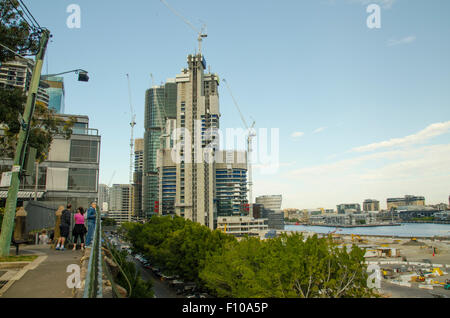 August 2015 Sydney: Bau von Büro- und Übernachtungsflächen in Barangaroo South in Sydney, Australien. Teil eines $6-Milliarden-Projekts Stockfoto