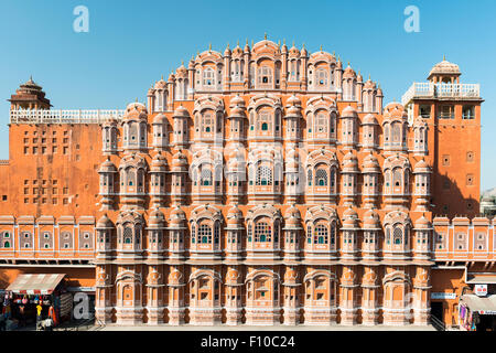 Fassade des Hawa Mahal oder Palast der Winde, Jaipur, Indien Stockfoto