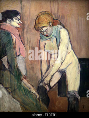 Die Frau zieht ihre Lagerung. Prostituierte. Femmes de Maison 1894 von Henri de Toulouse-Lautrec 1864-1901 Stockfoto