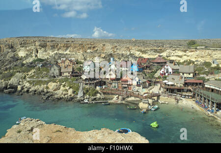 Das Popeye Village, in der Nähe von Mellieha, North West Malta. Stockfoto