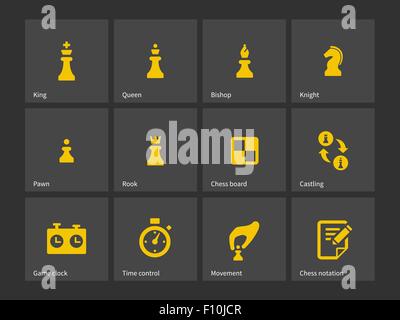 Schachfiguren und Board-Symbole. Stock Vektor