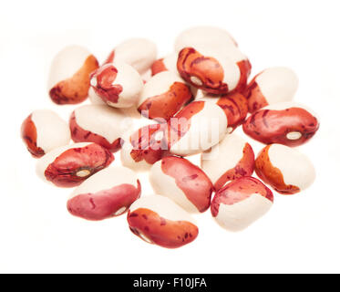 Haufen von rohen Bio Bohnen auf dem weißen Hintergrund isoliert Stockfoto